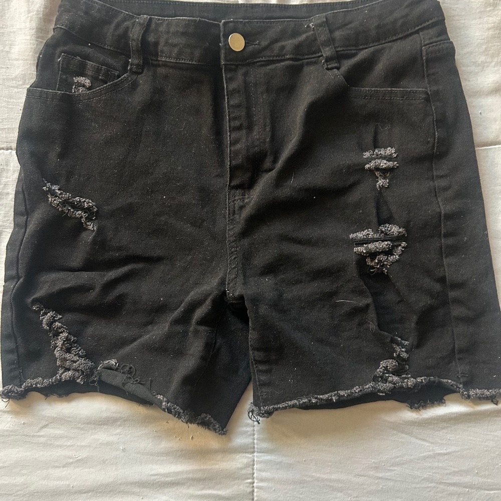 Women’s Black Distressed Shorts